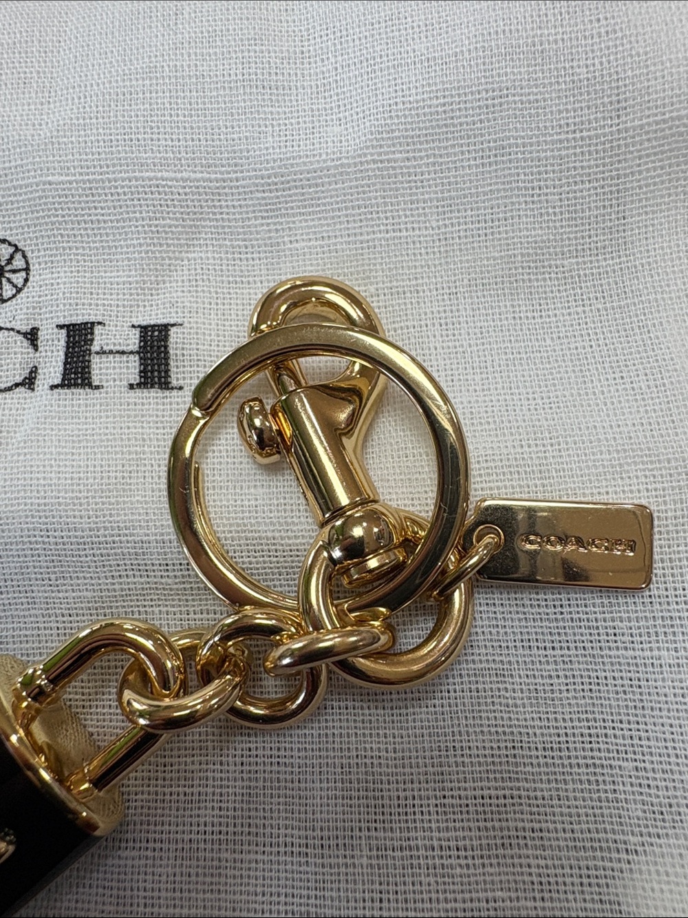 New**Coach** Gold-Tone and Black Padlock Keychain Key Holder - Picture 4 of 5